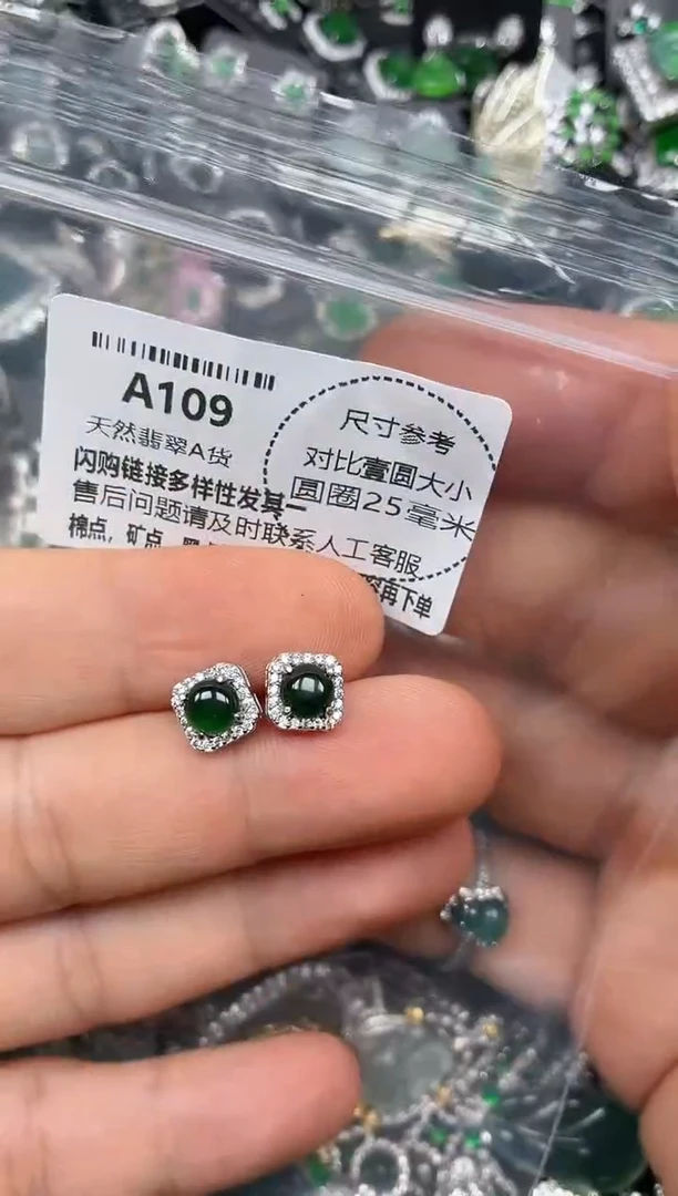 颈饰未镶嵌翡翠A109耳钉