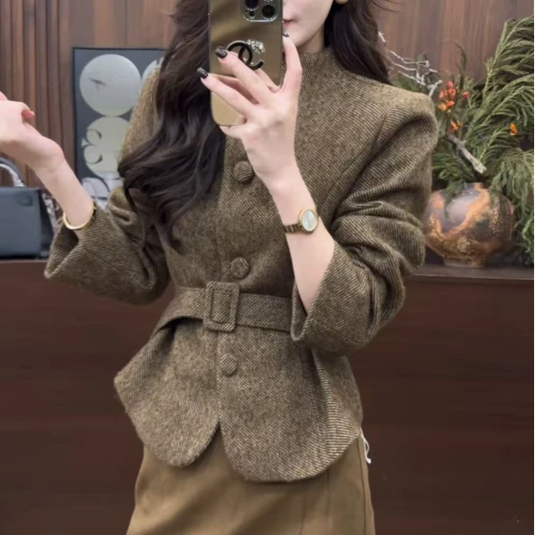 璐璐定制--高级感小香风单排扣毛呢外套秋冬新款气质收腰显瘦上衣