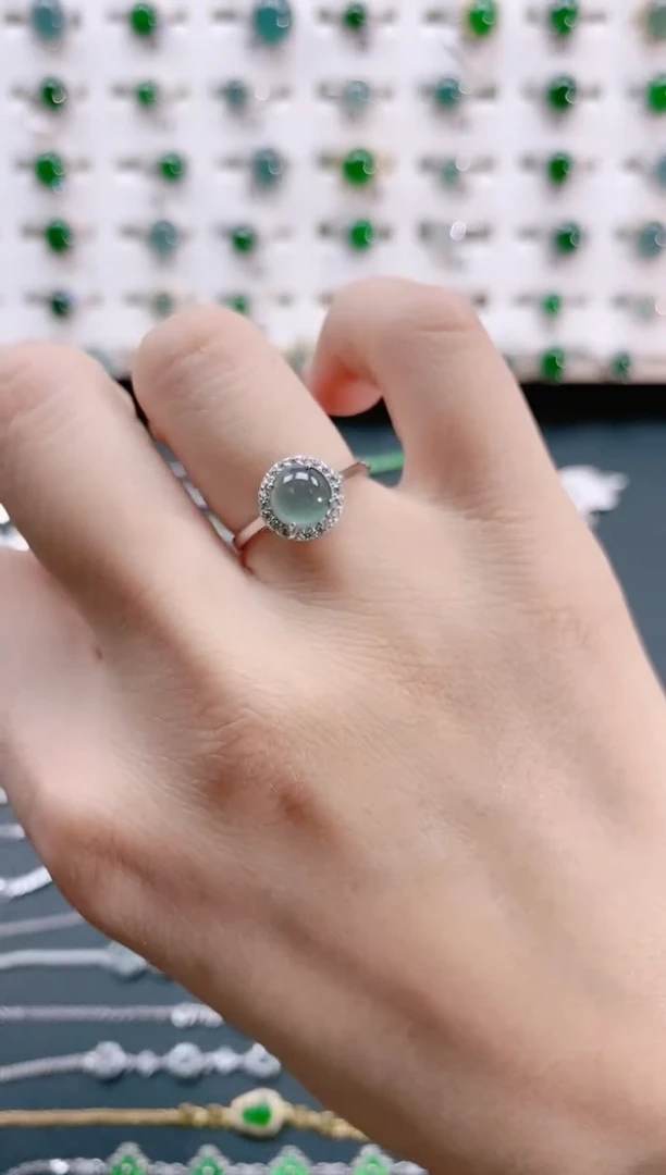 【闪购商品】翡翠戒指银S925镶嵌天然翡翠