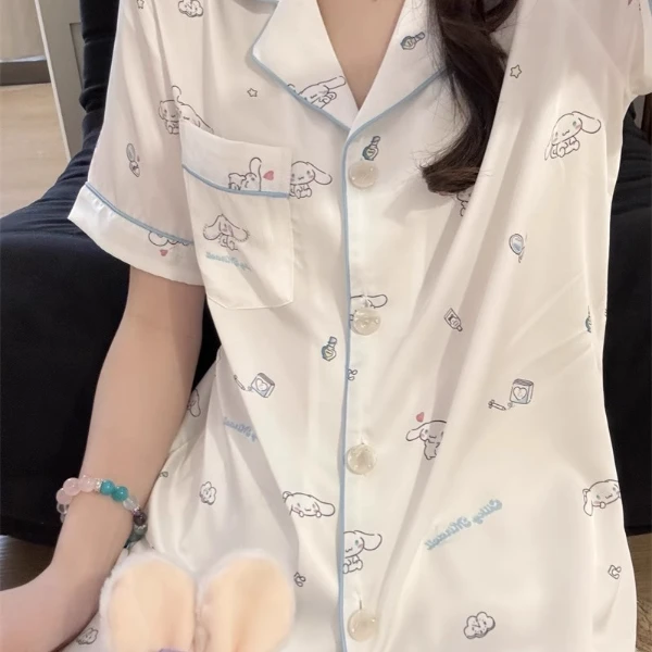 【DSYJ大睡衣家】甜美冰丝大耳朵狗狗睡衣2025夏新款家居服短裤套装