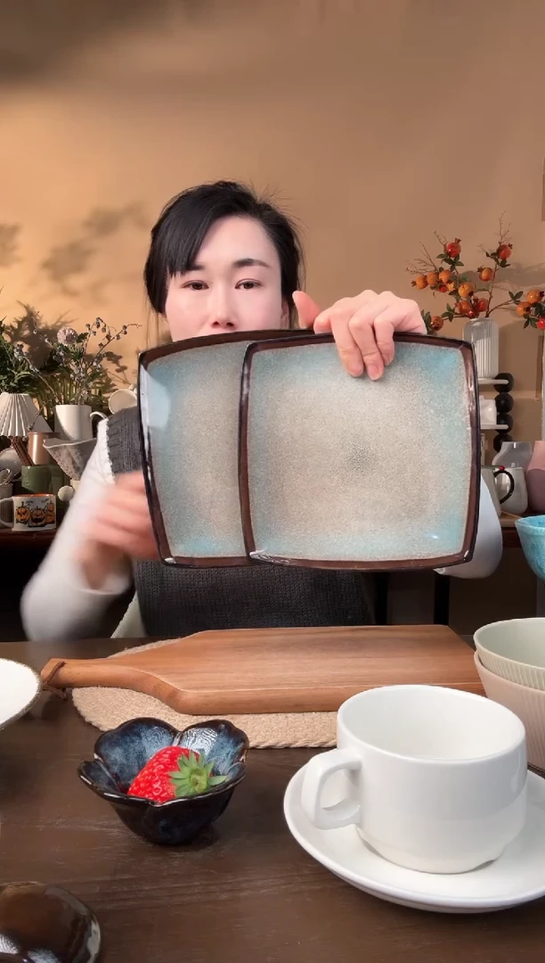 【闪购商品】瓷片8英寸窑变方盘2只微瑕