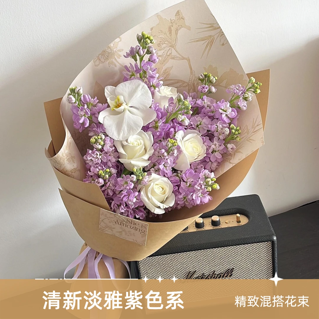 紫色紫罗兰花束送闺蜜送女友见面花束