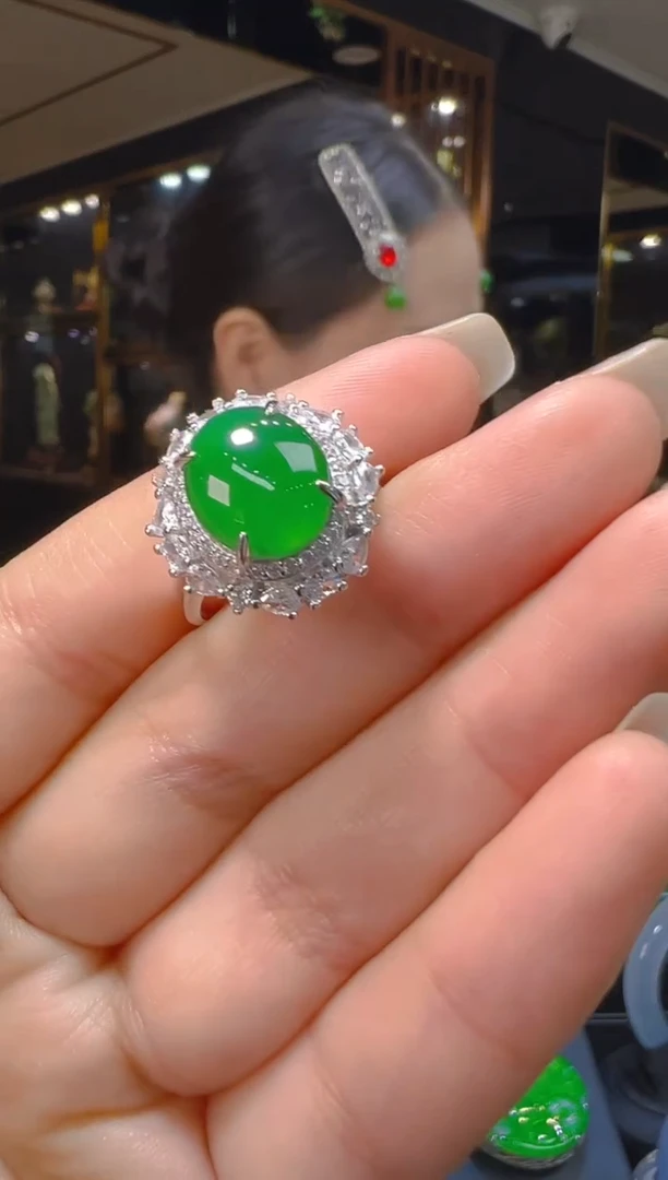 银S925镶嵌戒指翡翠086（多样性发其一）