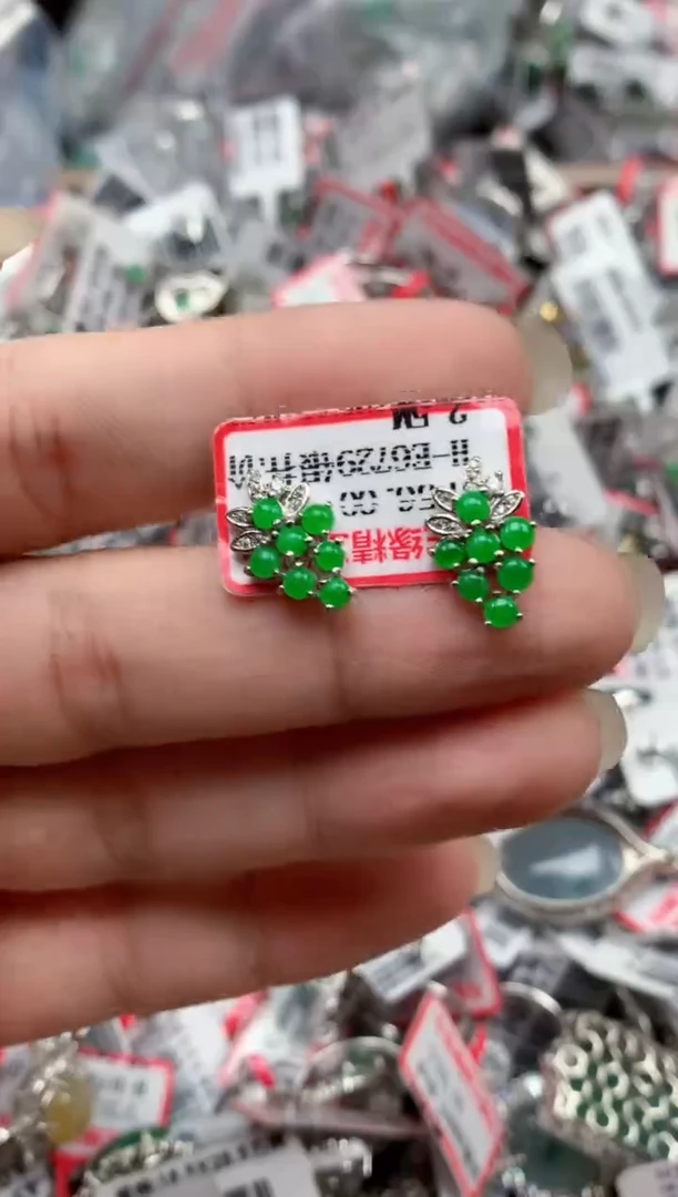 银S925镶嵌戒指翡翠天然A货缅甸翡翠