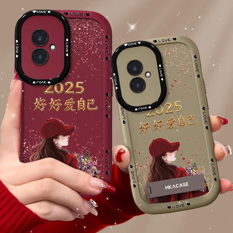 适用荣耀100手机壳捧花爱自己泡芙壳硅胶软壳防摔保护套