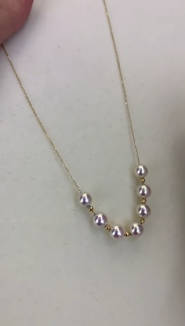18K金镶嵌DA海水珍珠  GD016 6-6.5 天女微笑链