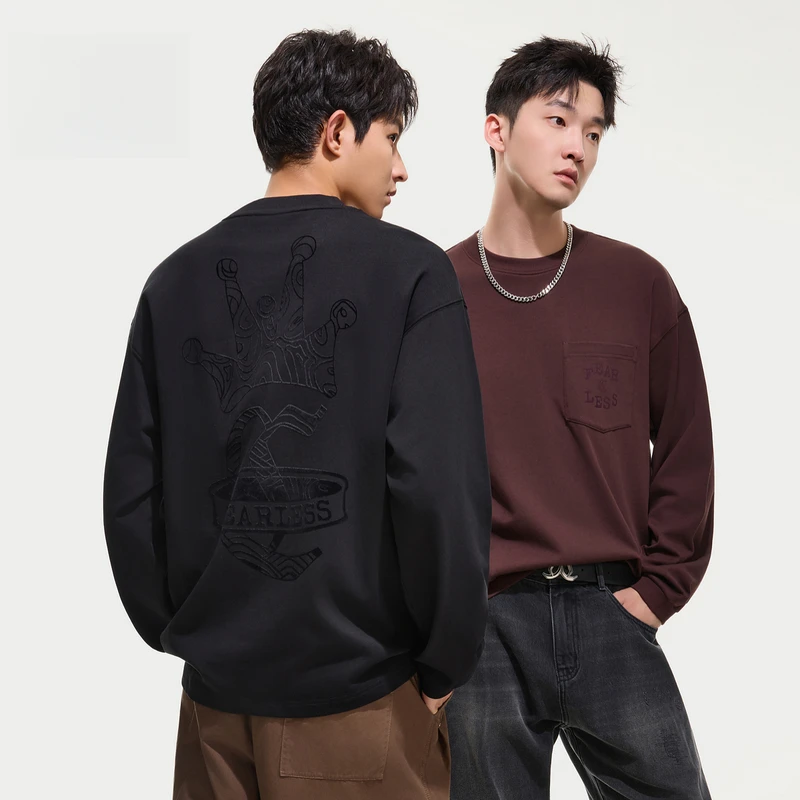 【纯棉】CABBEEN卡宾男装皇冠宽松休闲卫衣秋冬长袖T恤3253131010