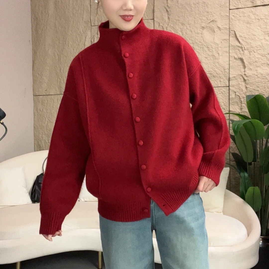 半高领-韩版宽松慵懒气质优雅温柔针织衫3013