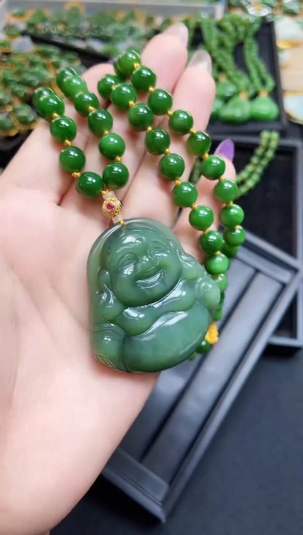 【闪购商品】和田玉套链18K金镶嵌50MM 多样性发一