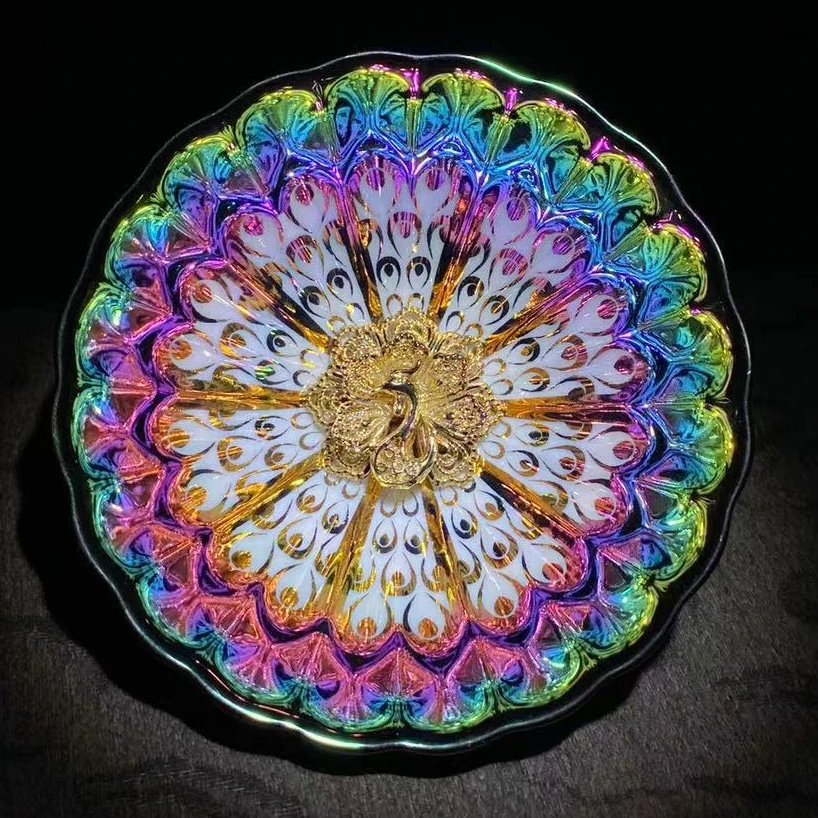 【闪购商品】高端茶器 七彩梦幻金孔雀主人杯