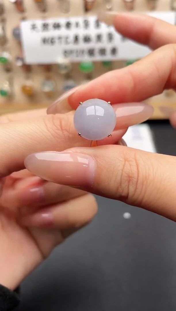 银S925镶嵌戒指翡翠一物一证一礼盒