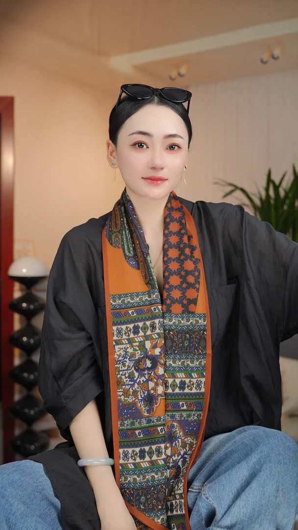 P13【暖橙】新款棉质125*33左右精致小飘带
