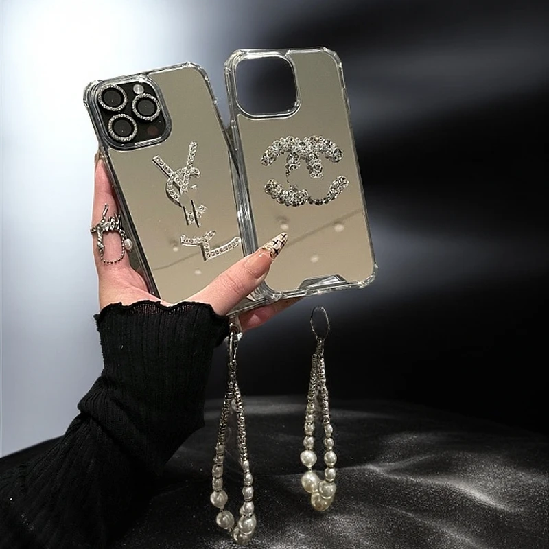 水钻镜面四角防摔适用iPhone16pro手机壳苹果硅胶11/12/13保护15