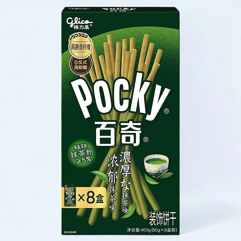 百奇浓郁抹茶味装饰饼干生日蛋糕围边摆件长条型手指饼干小吃零食
