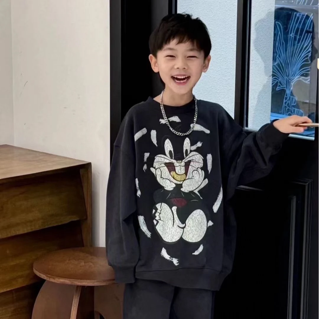 【加绒加厚】拼接款秋冬新款加绒儿童运动洋气时尚冬季连帽卫衣