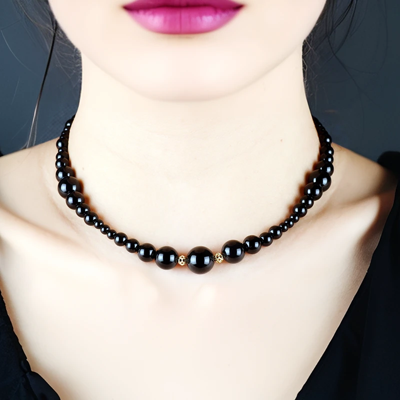 合金项链 新款黑色项链轻奢高级感锁骨链民族风小众设计颈链配饰