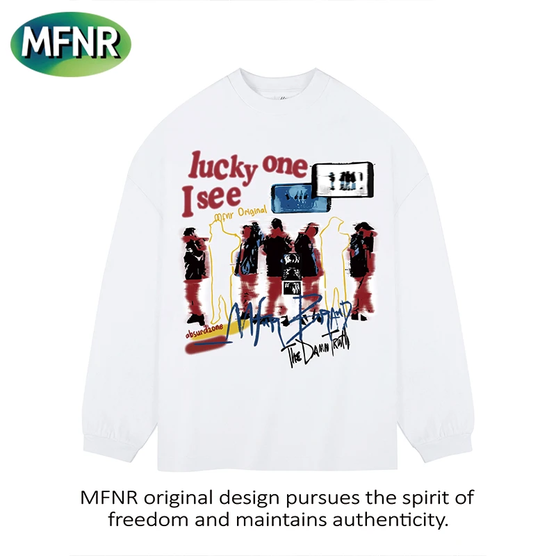美式复古街头感小众嘻哈长袖T恤男女秋季新款宽松百搭重磅打底衫