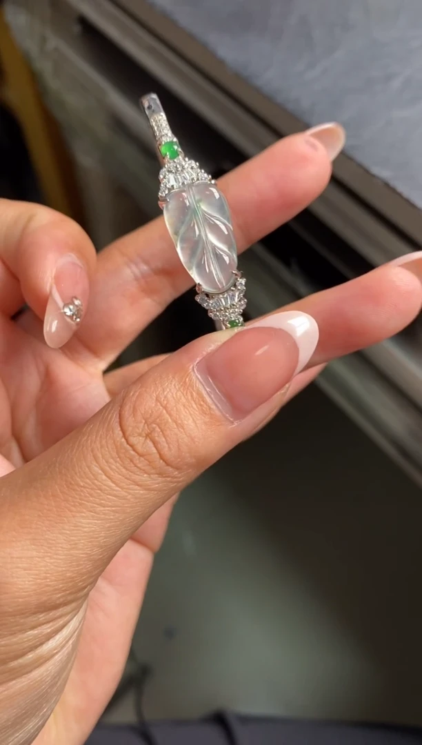 银S925镶嵌戒指翡翠天然A货翡翠