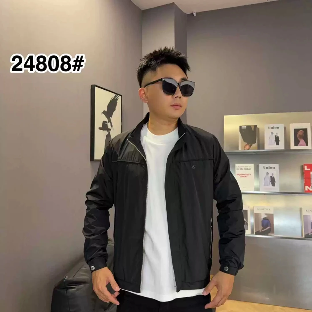 808春季新款男士夹克外套时尚经典百搭男款上衣立领黑色潮流春款