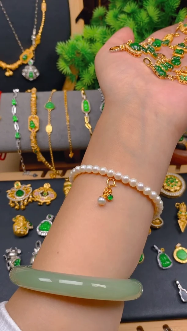 吊坠(不含链)银S925镶嵌翡翠小提溜