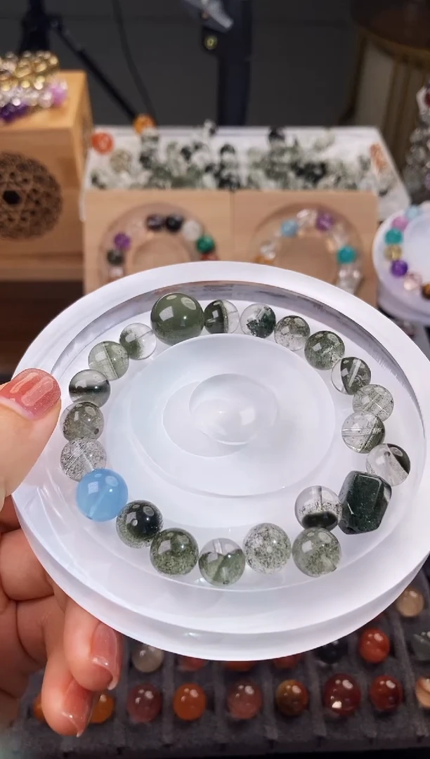 水晶手链未镶嵌天然绿幽灵手串