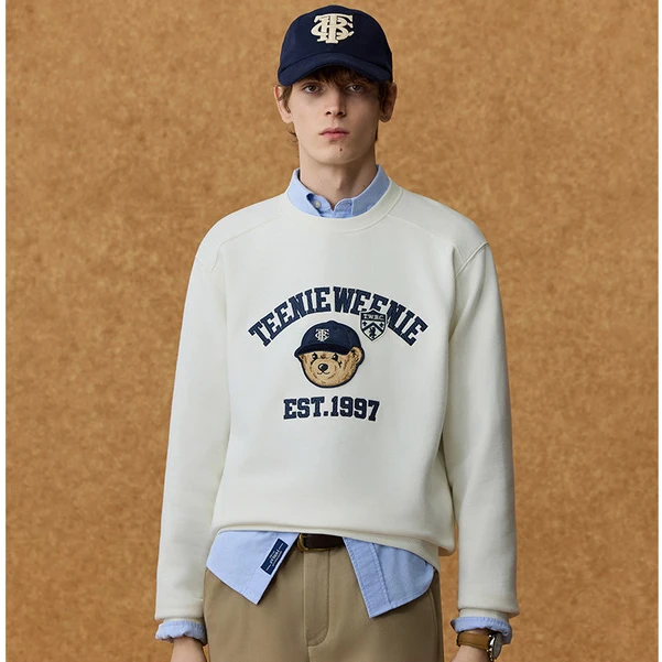 TeenieWeenie小熊熊脸刺绣美式舒适时尚休闲卫衣TNMW254TE1K
