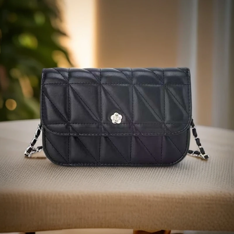 2025新款百搭链条包高级感洋气爆款单肩斜挎包8025黑