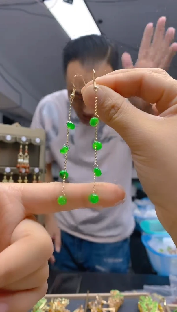 【闪购商品】翡翠耳饰合金0176翡翠耳钩