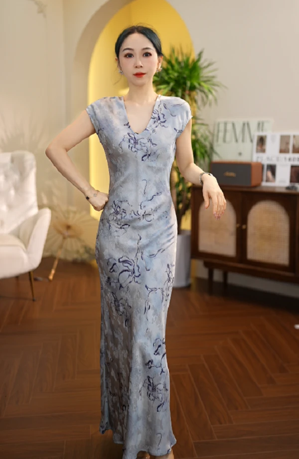 炸姐婕拉-G695云淡风轻 法式优雅修身显瘦藏肉长裙ZCF