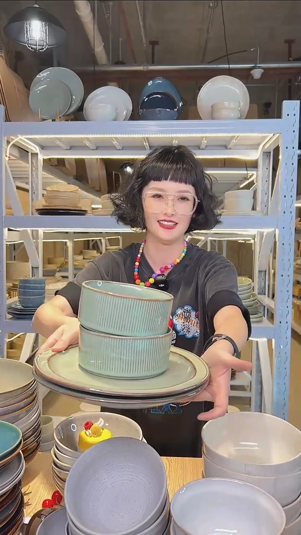 瓷196外贸尾货釉下彩陶瓷餐具默认微瑕