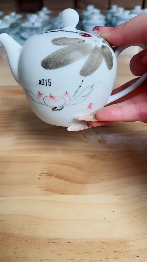 手绘荷花单壶00001