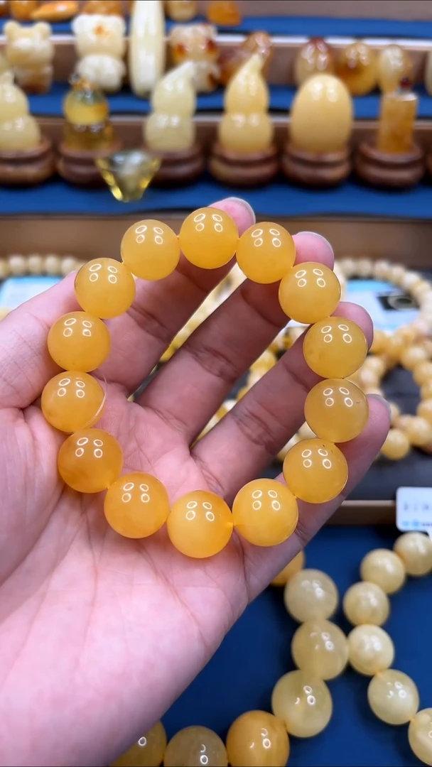 手串蜜蜡未镶嵌p62焦皮料蜜蜡手串 15mm 27.58克