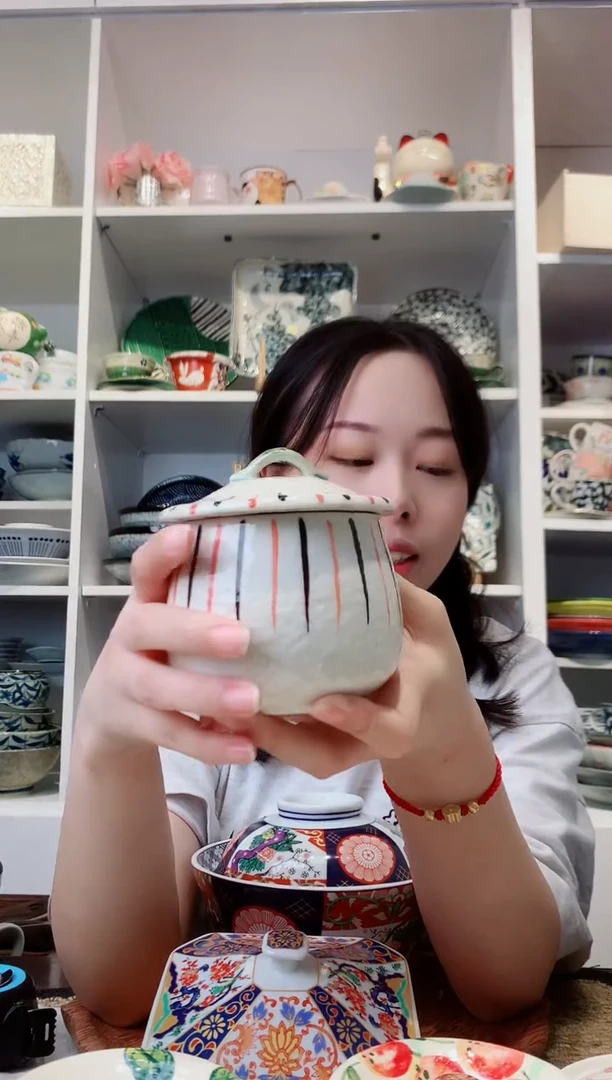 陶瓷【孤品】波佐见烧二彩十草炖盅
