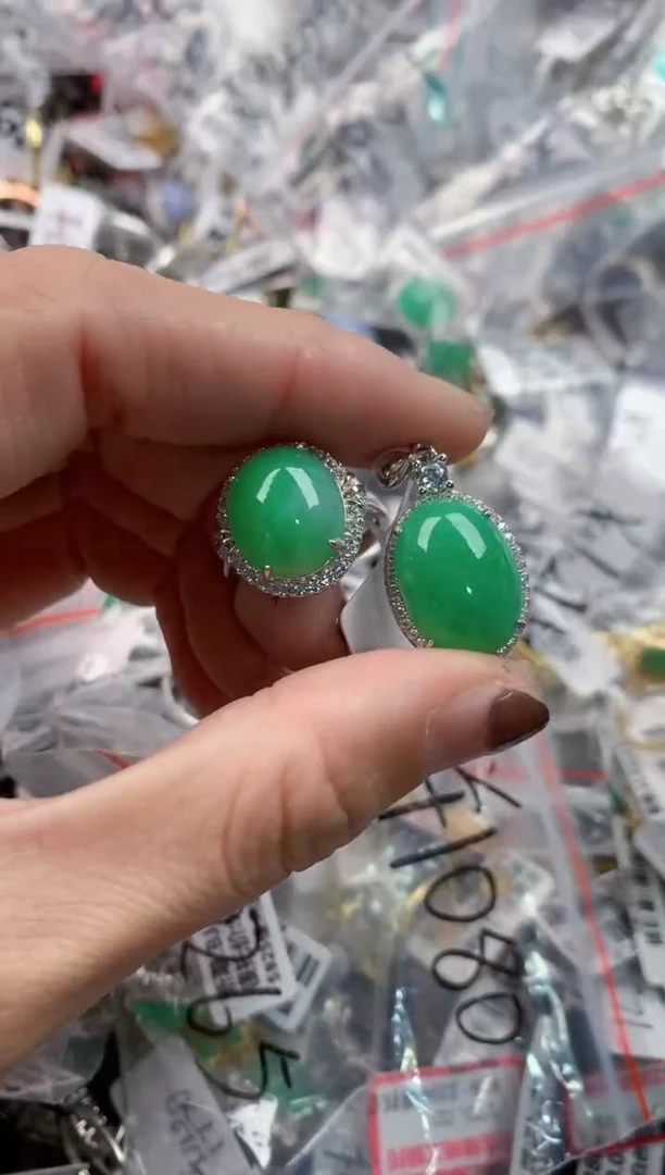 银S925镶嵌戒指翡翠333-7