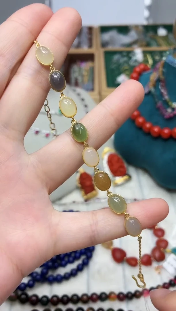 银S925镶嵌手链和田玉424BJ1212产品一个（多样性）