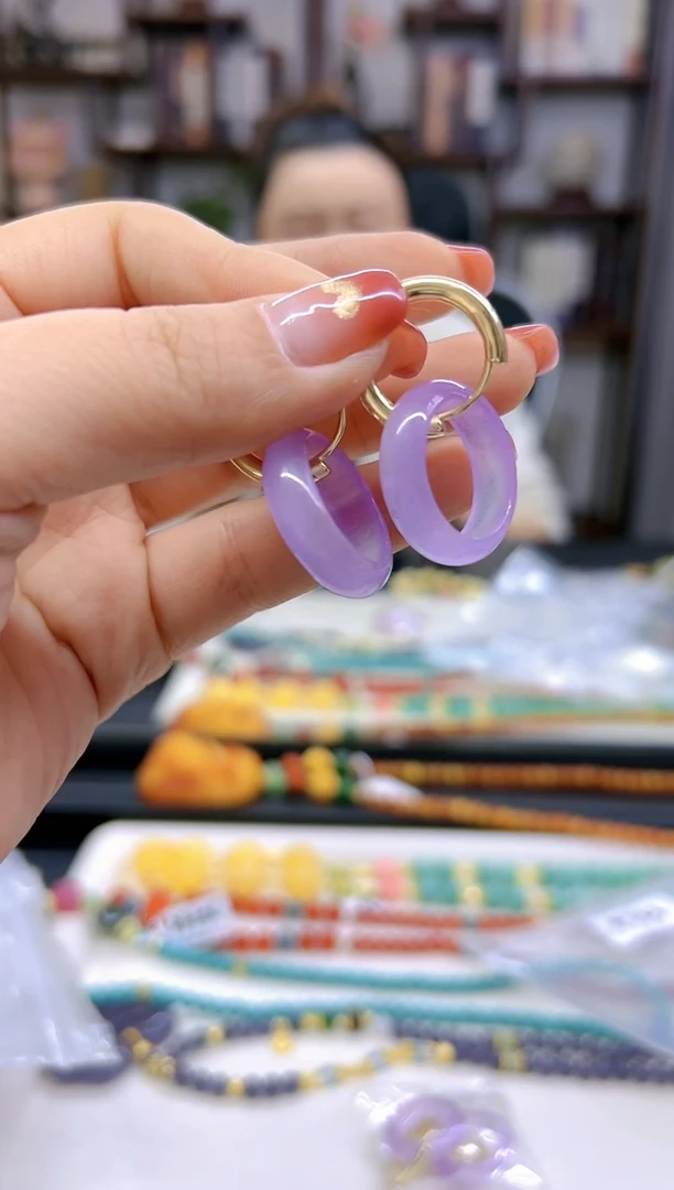 【闪购商品】翡翠耳饰14K金镶嵌耳扣E733