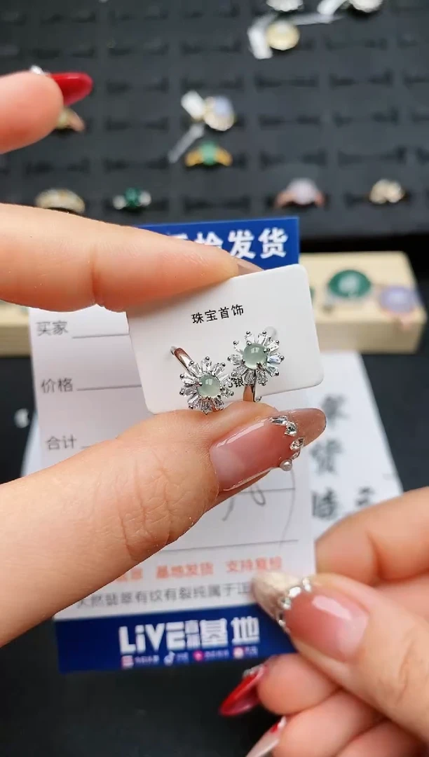 【闪购商品】翡翠耳饰银S925镶嵌..........