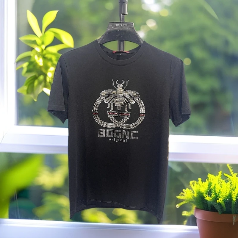 男士黑色T恤潮流上衣休闲宽松夏季时尚款短袖集合裤子男款夏季