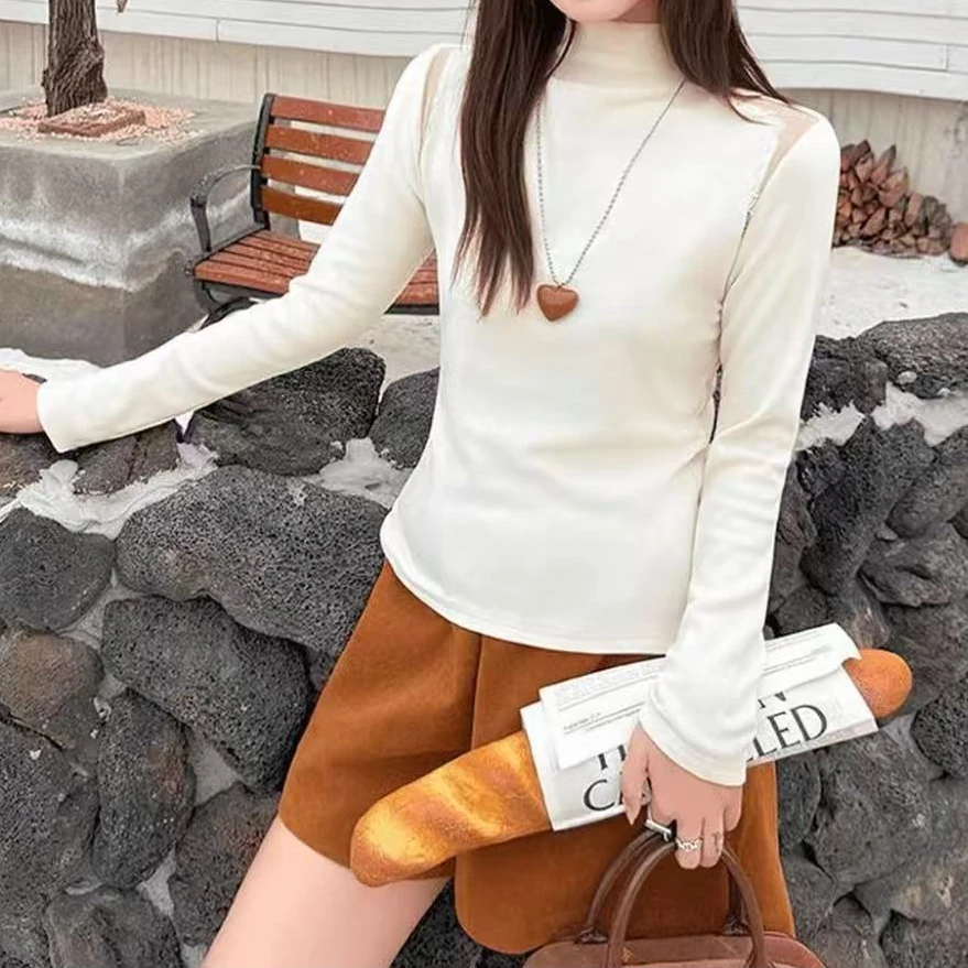 秋冬新款显瘦时尚镂空修身打底衫钉珠百搭小衫女上衣8983长53