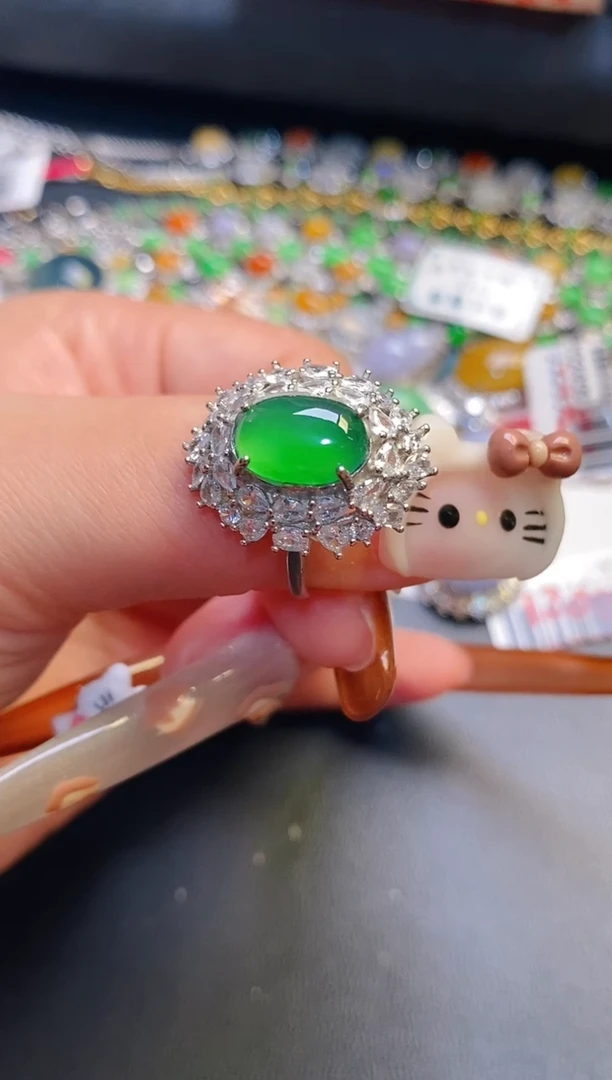 银S925镶嵌戒指翡翠天然