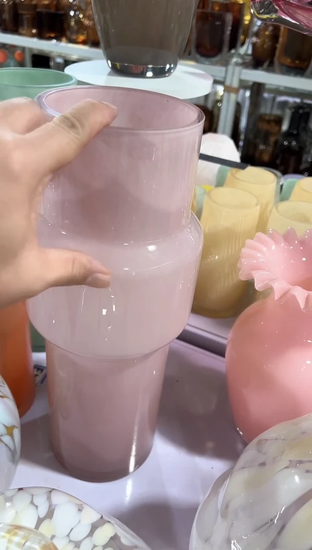 【闪购商品】无铅玻璃粉色花瓶