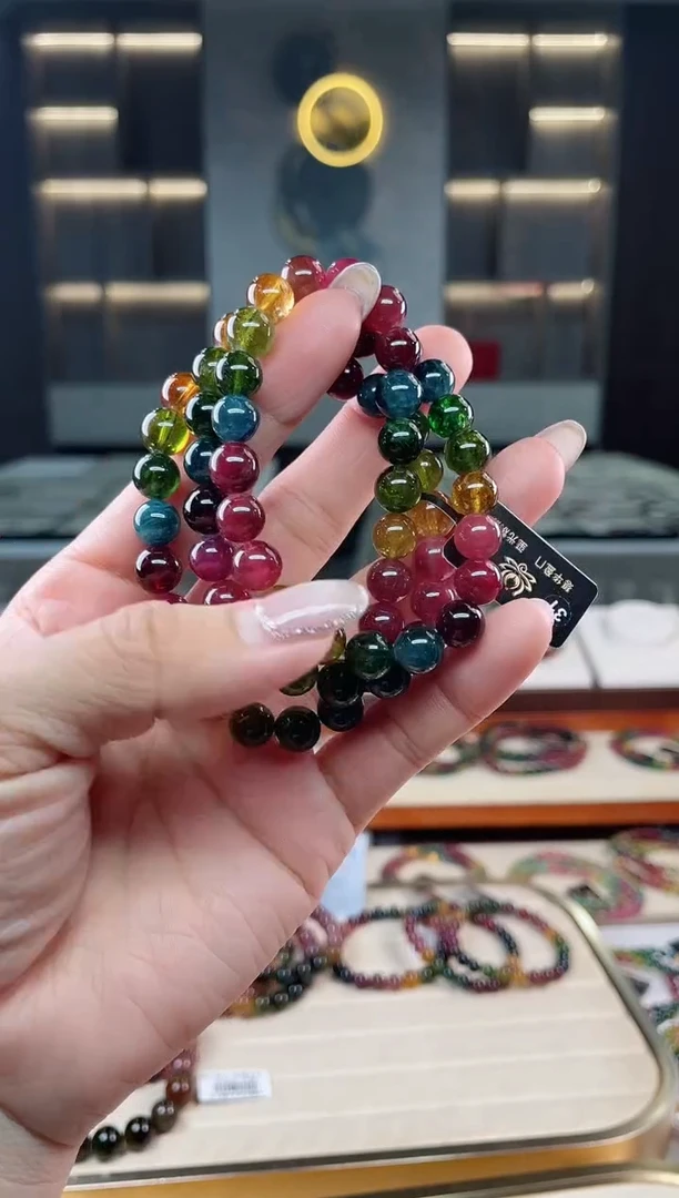 未镶嵌老矿碧玺三圈手串8mm+碧玺多样性发一条 T