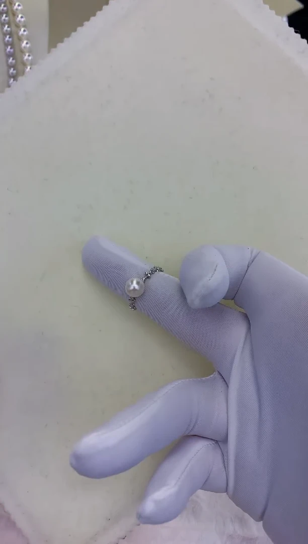 银S925镶嵌饰品海水珍珠设计款戒指