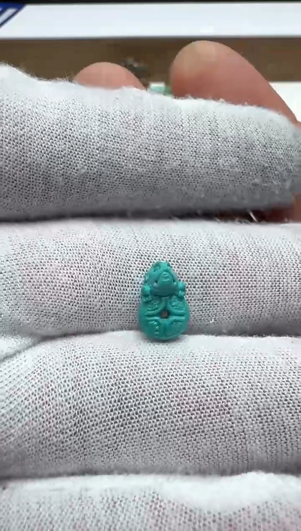 【闪购商品】绿松石铜钱金蟾未镶嵌左右7.5高11.7厚4.2