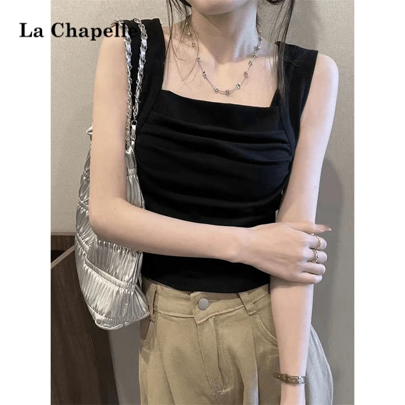 拉夏贝尔法式甜辣气质吊带背心女春夏季宽肩带百搭外穿内搭修身遮