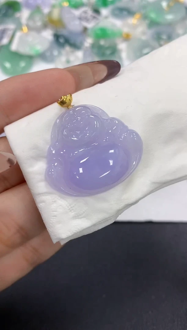 颈饰18K金镶嵌翡翠a货假一赔三支持复检百元上9元证书费自理