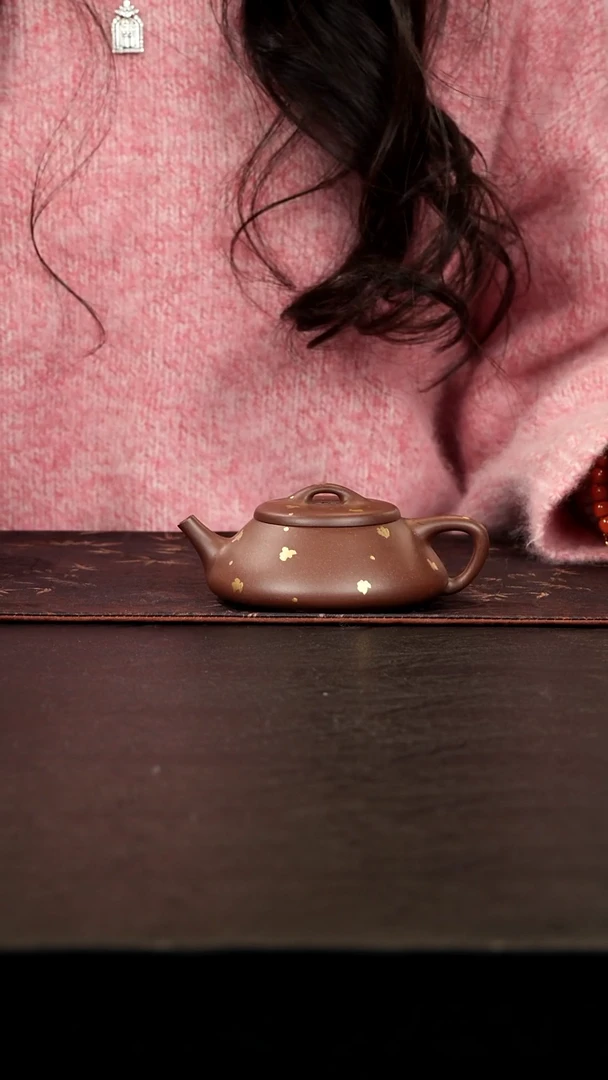 茶壶紫砂我****念老紫泥纳瓢壶洒金