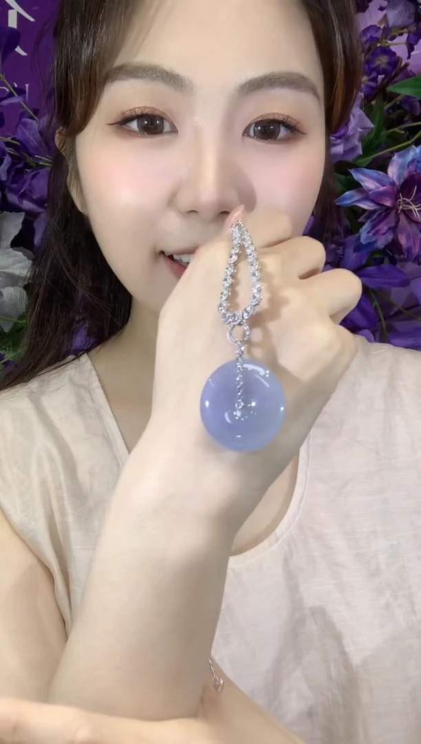 吊坠(不含链)18K金镶嵌翡翠A32翡翠紫货有一定色差