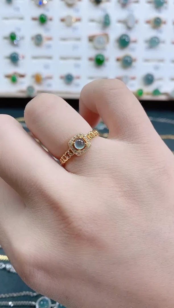 银S925镶嵌戒指翡翠天然翡翠