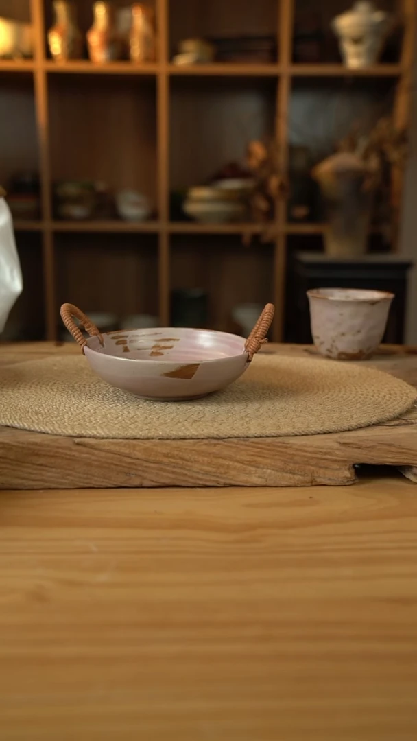 橡皮粉系列的6英寸麻绳螺纹小提篮1个